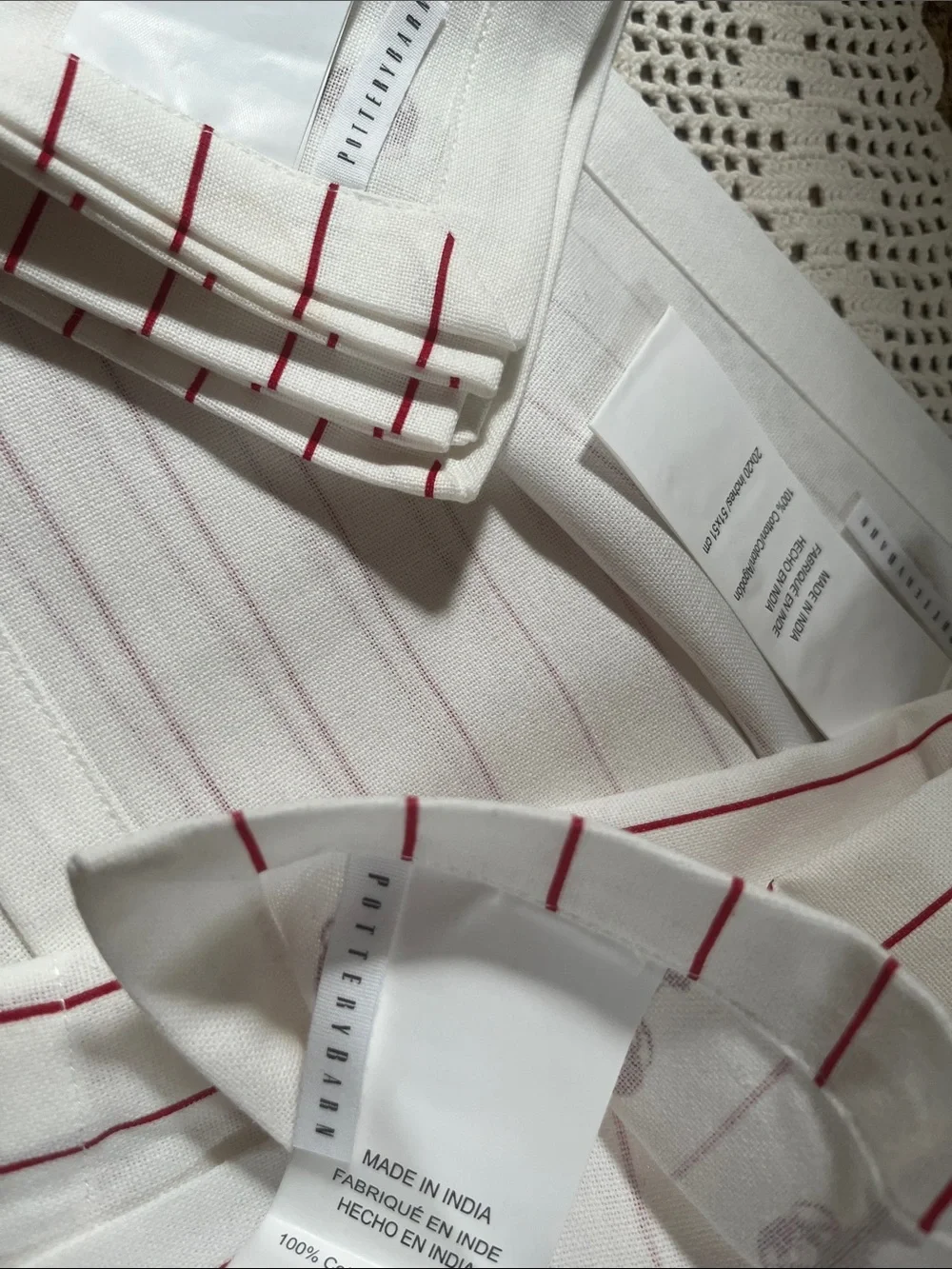 Lot of 3 Pottery Barn red white lobster tea towel New
